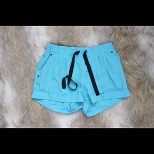 Lululemon Sky Blue Black Tie Front Shorts